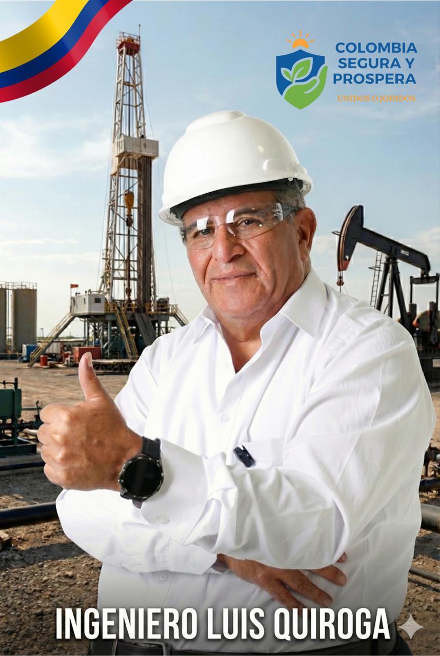 Luis Elías Quiroga Arjona, ingeniero de petróleos y candidato independiente, en campo petrolero como parte de su propuesta energética para Colombia.