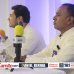 Daniel Bernal en rueda de prensa en Soacha durante su campaña a la Cámara por Cundinamarca 2026
