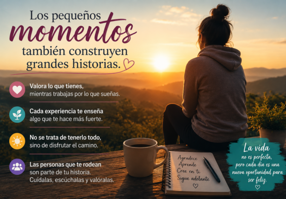 Reflexión de vida sobre valorar los momentos y aprendizajes diarios