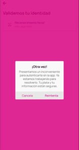 Falla en reconocimiento facial en aplicación de Nequi